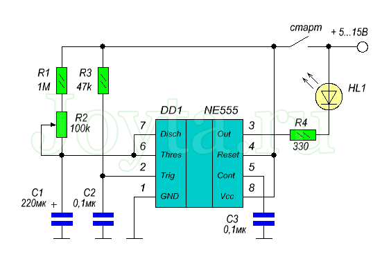 генератор низкой частоты построенный на таймере NE555