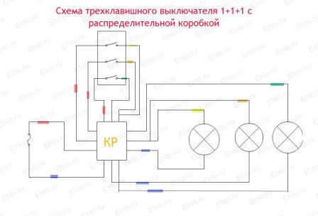 схема Выключатель трехклавишный