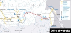 Карта газопровода "Сила Сибири" на сайте компании "Газпром"